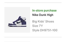New Nike Dunk High GS Size 7Y 'Electro Purple/Midnight Navy' DH9751-100
