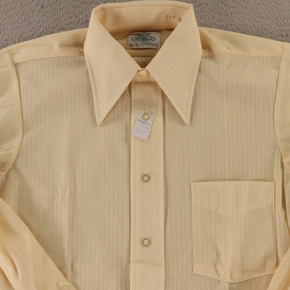 Camisa De Colección Para Hombre S 14.5 32 Amarilla Textura Geométrica Tejida Años 50 60 EE. UU. NUEVA Foto 2 de 4