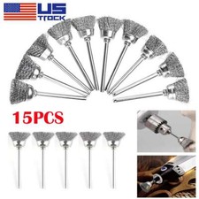 15PCS 15mm Grinding Polishing Wheel Head Wire Brush Steel Kit for Electric Drill