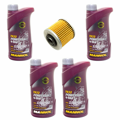 4 Liter Motoröl Ölfilter MF145 Set 15W50 für Aprilia Pegaso 650 Strada Factory