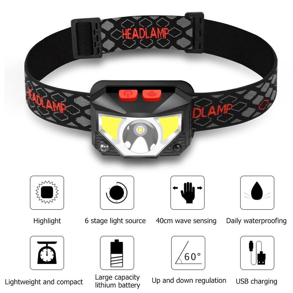 XPG+COB LED Headlamp Wave Induction 1000mAh Waterproof Outdoor Head Torch eBay