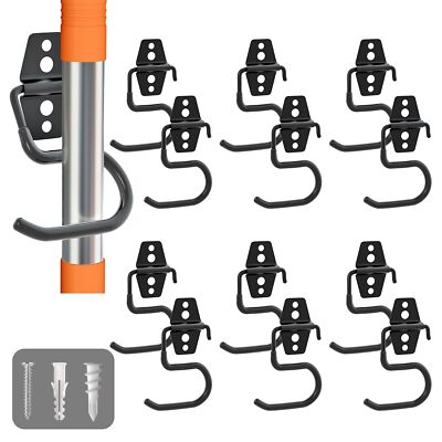 Broom Holder Wall Mount - 12 Pack S Hooks Mop Hanger Garage Hanging Organizer