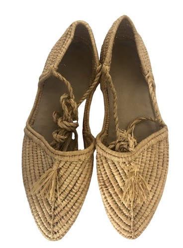 Handmade Moroccan Raffia Shoes Ballerina Style Tassel UK3 US5 EU36 - Picture 5 of 9
