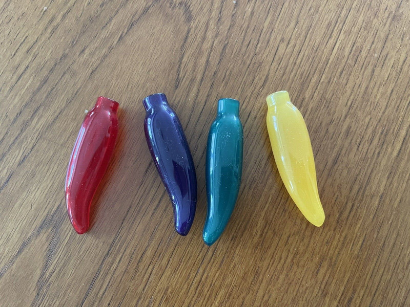 4 Vtg Red blue green purple Chili Pepper Christmas Light Covers rubber ornament