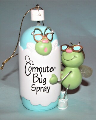 Roman Computer bug spray (non functional) ornament, 5.5 in. resin, New, nerds