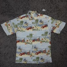 Unbranded Blue Hawaiian Shirt M Tropical Prin...