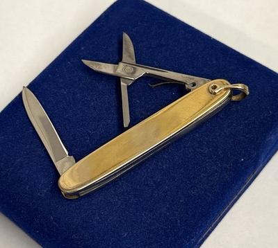 #ad #ad 22g Clean Gold filled fob Knife Vtg Gf 2.75 6” Ornate Scissor Charm Victorian $74.00