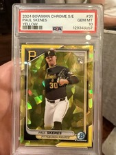 2024 BOWMAN CHROME SAPPHIRE YELLOW #31 PAUL SKENES /75 PSA 10