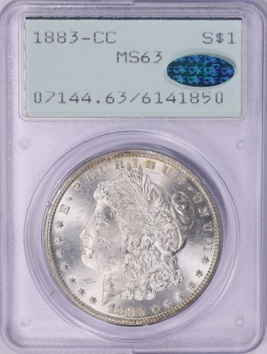 1883-CC Morgan Silver Dollar PCGS MS-63 (CAC Green) OGH (1st Gen)