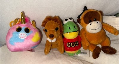 Adorable Backpack Clip Lot (4) Ty Unicorn, Gus (Ryan s World), Monkey & Lion