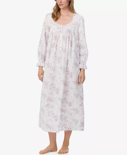 Eileen West Multi Floral Long Sleeve 100 Cotton Lawn Ballet Nightgown Gown L