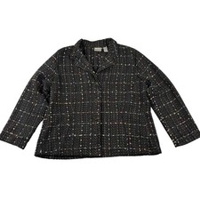 Chico's Tweed Blazer Jacket Black Multicolor Size Large Career Colorful Layering