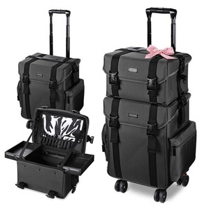 BYOOTIQUE 2in1 Makeup Case Train Box Cosmetic Organizer Rolling Trolley Gift