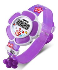 Kids Watch Girl Flower Shape Watch Novelty Cartoon Digital Watch 1144 Purple