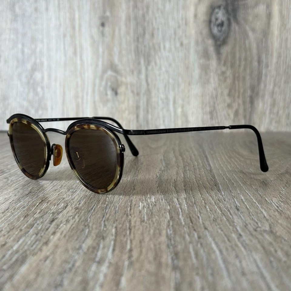 VTG GIORGIO ARMANI 632 894 135 Tortoise Oval Brown Lenses Black Frame ITALY-RARE - Image 2 of 4