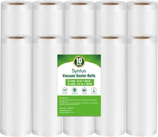 Syntus Vacuum Sealer Bags, 11" x 20' and 8" x 20', Clear 