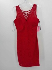 Pre-Owned Guess Red Size 4 Lace Short Sleeveless Dress