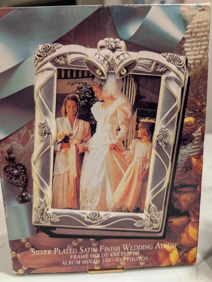 VTG Godinger Silver Plated Satin Finish Wedding Album Holds 100 / 4 x6" NIB - Image 3 of 4