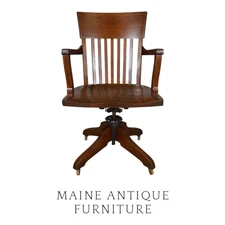 Tiger Oak Swivel Tilt Office Chair – Lawyer’s, Banker’s Adjustable Chair #22454