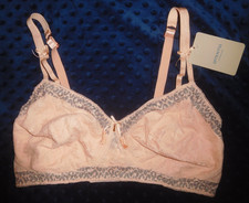 NWT AMOENA Cher 44791 Soft Cup Lace Non-Wired Mastectomy Bra 38D Pink / Gray
