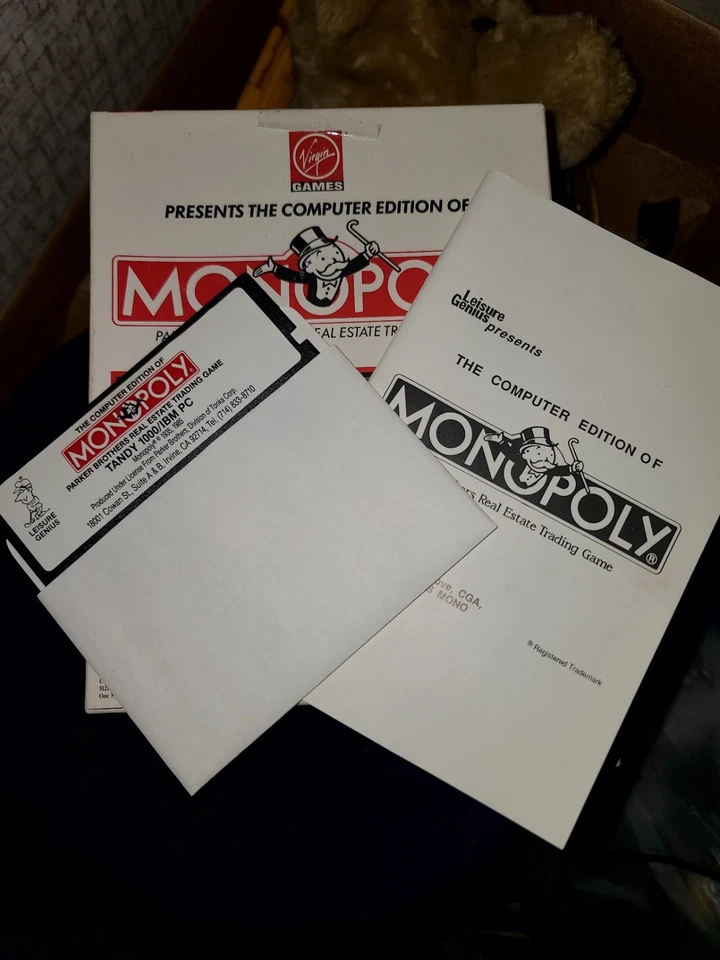 1991 Virgin Games “Monopoly” IBM PC 5 1/4" Disc COMPLETE in Box! - Image 2 of 3
