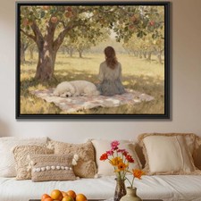 Dog Bichon Frise Oil Painting Canvas Print Rural Pet Wall Art Home Decor Rustic