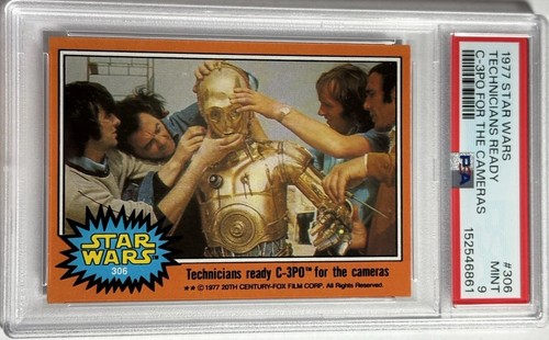 1977 Topps Star Wars #306 Technicians ready C-3PO for the cameras