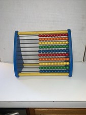 PlaySkool Wooden Abacus Vintage 100 Colored Beads Educational Learning Toy