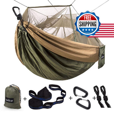 Sunyear Camping Hammock, Portable Single & Double Hammock with Net, 2 Person Ham