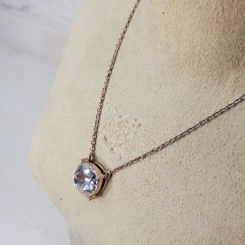 Dana Buchman Large Solitaire Square Crystal Necklace 18-19" max w 3" Extender - Picture 10 of 24