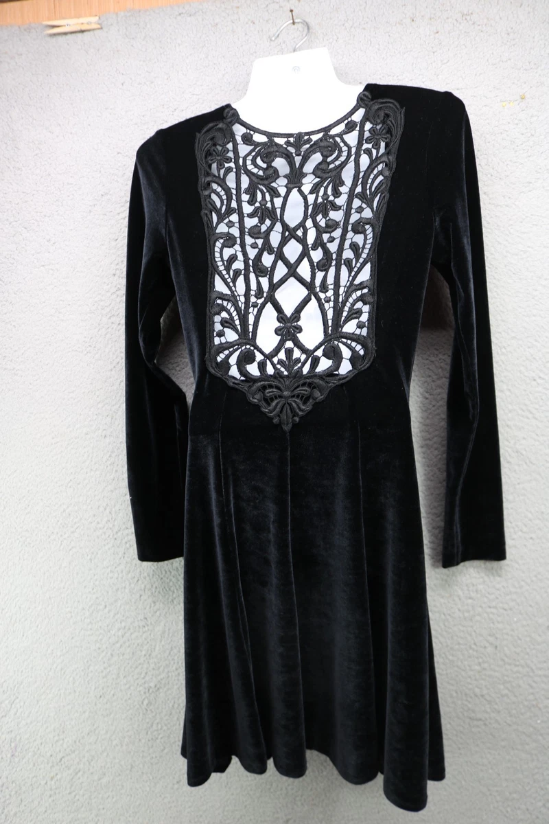 knee length dresses for ladies Vintage 1990's Gunne Sax by Jessica Mcclintock Black Lace Sequin Mini Dress main image 1
