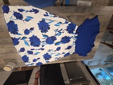 Vibrant blue floral A-line ankle-length dress for women - size 18 (Very Comfy)