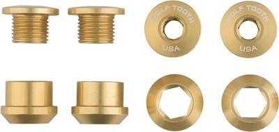 Wolf Tooth Gold M8x0.75 Aluminum Chainring Bolts - 6mm, Dual Hex Fittings,
