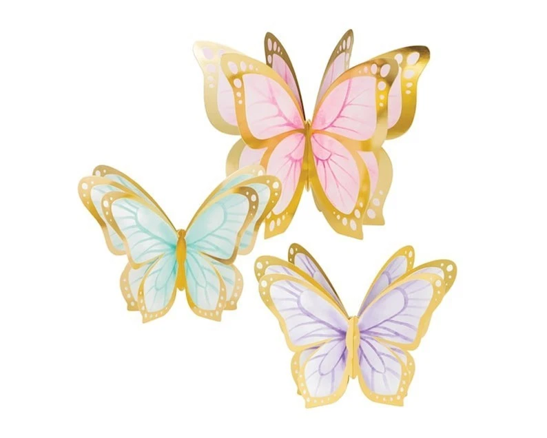 Butterfly Shimmer Party Table Centrepieces 3pk - Butterfly Party Supplies - Image 2 of 4