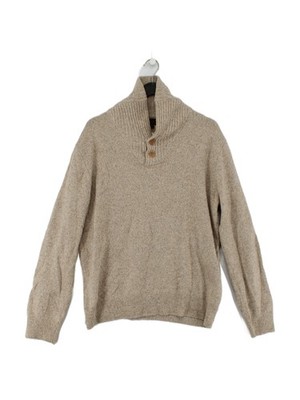 J. Crew Herren Pullover L hellbraun Wolle mit Nylon Stehkragen Pulli