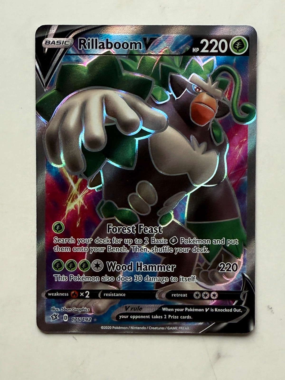 Pokemon TCG - Rebel Clash - 175/192 Rillaboom V NEAR MINT