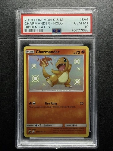 Pokemon Charmander Shiny Sun & Moon Hidden Fates Holo #SV6 PSA 10