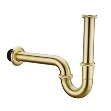 Brass P Trap, 1 1/4 Bathroom Basin Sink Waste Trap Drain Kit with Flange and 