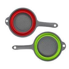 2 PCS Kitchen Foldable Silicone Strainer Colanders Pasta Washing Fruits