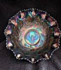 Australian Crown Crystal Shrike/Thunderbird  Dark Purple 9" Bowl  1920c.