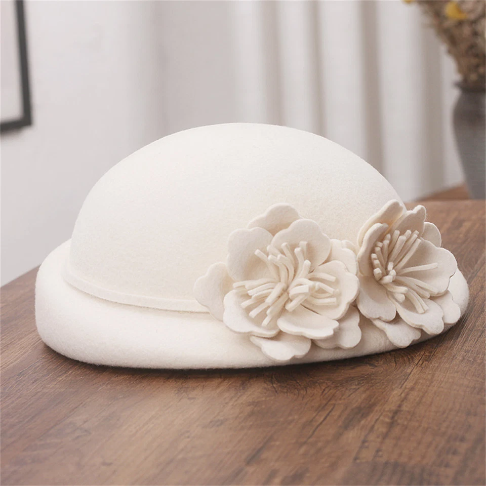 100 % lana fieltro boinas fascinador sombreros para mujer dama iglesia formal té fiesta sombrero Foto 3 de 4