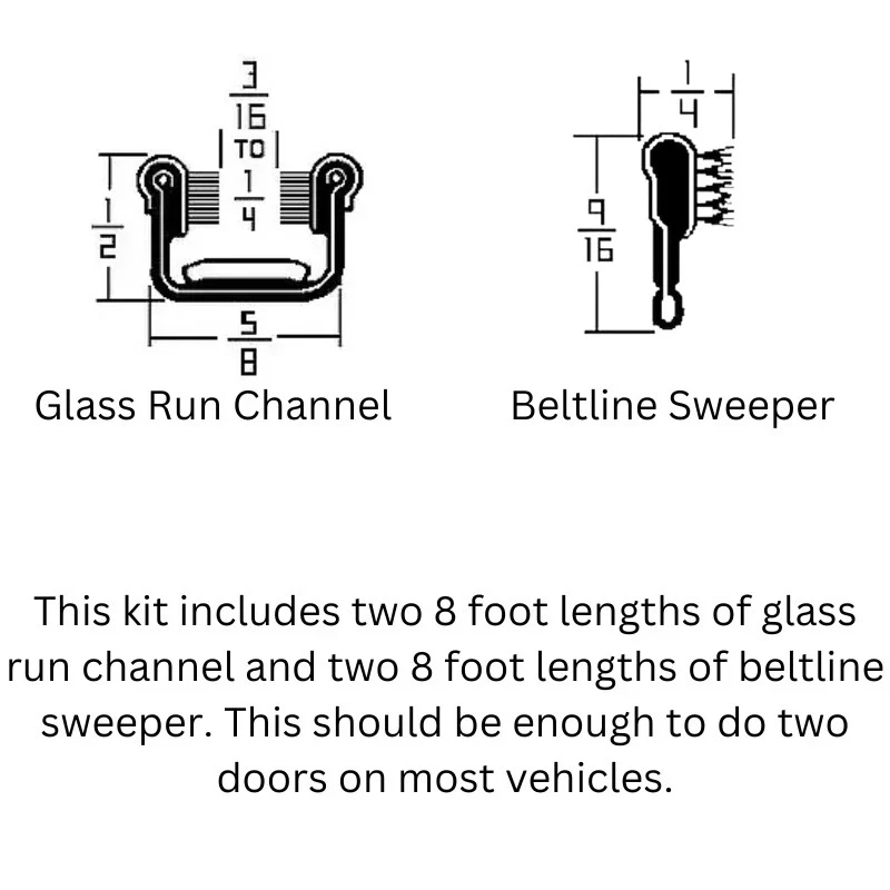 For 1933-1962 Dodge & Plymouth TRUCK - Window Sweeper & Glass Run Channel Kit - Image 2 of 4