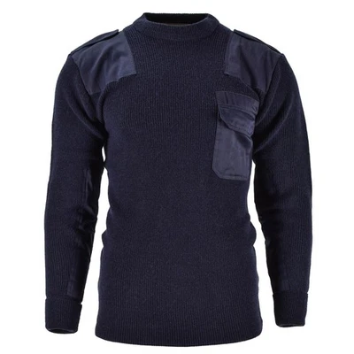 Mil-Tec Herren Kommandopullover Wollstrick Brusttasche Flagge Navy Blau - Bild 1 von 4