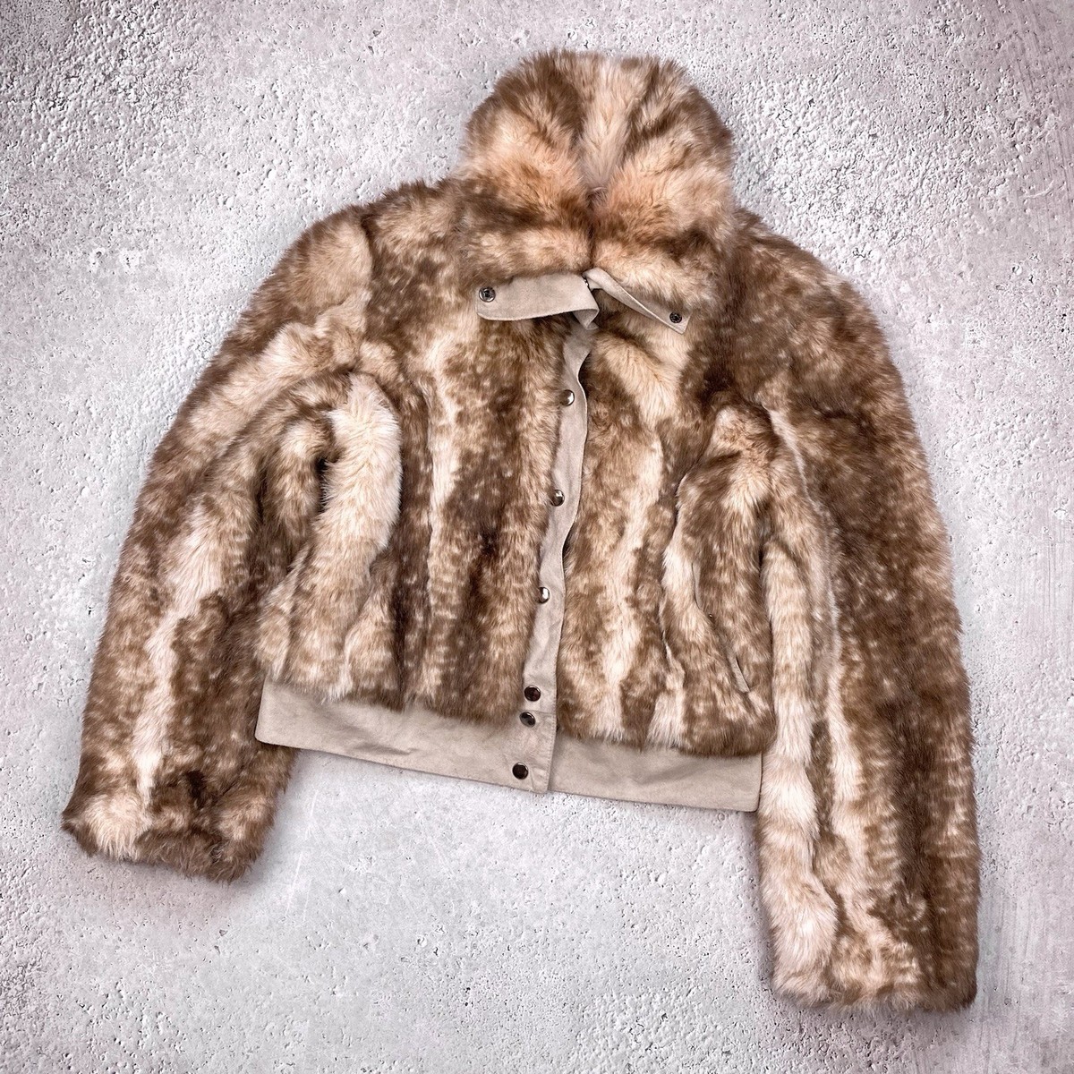 ジャケット・アウター MORGAN 00s n3b fur jacket y2k n2b Morgan De Toi Vintage Womens 00s Faux Fur Cropped Bomber