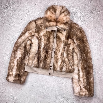 ジャケット・アウター 00s Y2K archive suede rabbit fur jacket Y2K Plein Sud Leather Patchwork Rabbit Fur Mountain Trapper