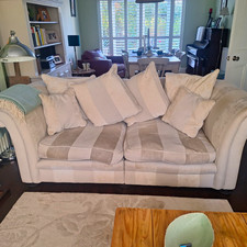 DFS Classic Striped Cotton Blend Sofa Beige/Cream 210x118x80cm. COLLECTION ONLY