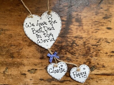 Personalisiert Bester Papa Vatertag Geburtstag Herzen Handarbeit Geschenkidee Papa Schild