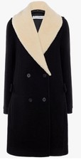 Jw Anderson Runway Black Wool Swing Coat With Shearling Collar. $1870 Nwt