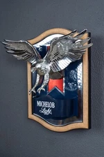 Vintage 1987 Michelob Light Beer Flying Eagle 3D Mirror Bar Sign Wall Plaque