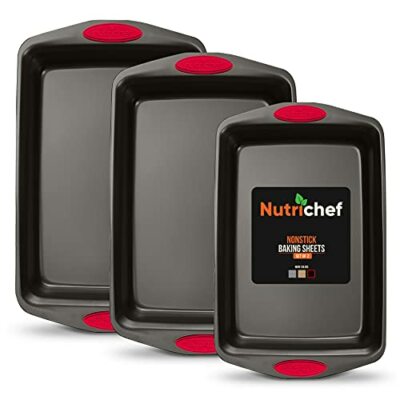 NutriChef NCRL3SBLK 3-Piece Baking Pan Set